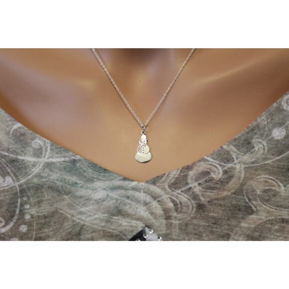 Sterling Silver Snowman Charm Necklace - Picture 2 of 5